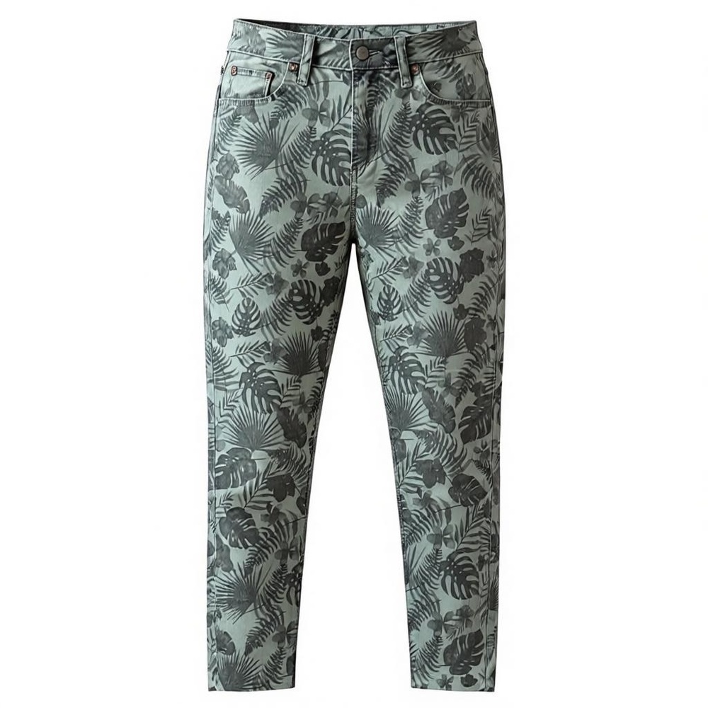 Joes The Icon Mid Rise Skinny Crop Jeans Size 26 Tropical Green Gray Leaf Print